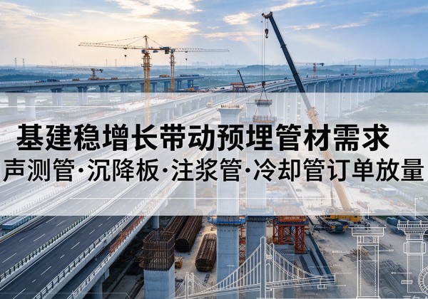 屯留基建稳增长带动预埋监测管材需求，声测管、沉降板、注浆管订单持续放量